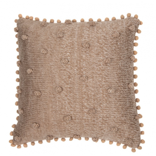Coussin Tan À Pompons Mocaccino